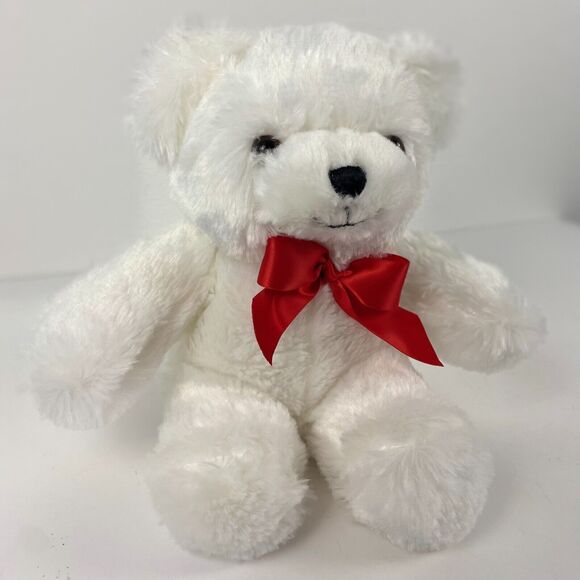 Napco Teddy Bear Plush Stuffed Animal Toy Bow White 11" - Picture 4 of 9